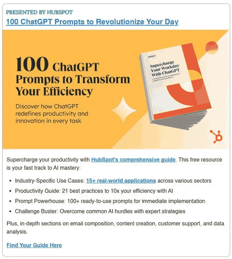 Primary Ad example — a real ad in the newsletter